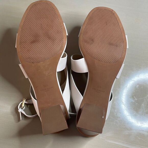 Cole Haan Cynthia Block Heel Sandal Leather W18138 Pumice Stone 11 - Picture 9 of 12